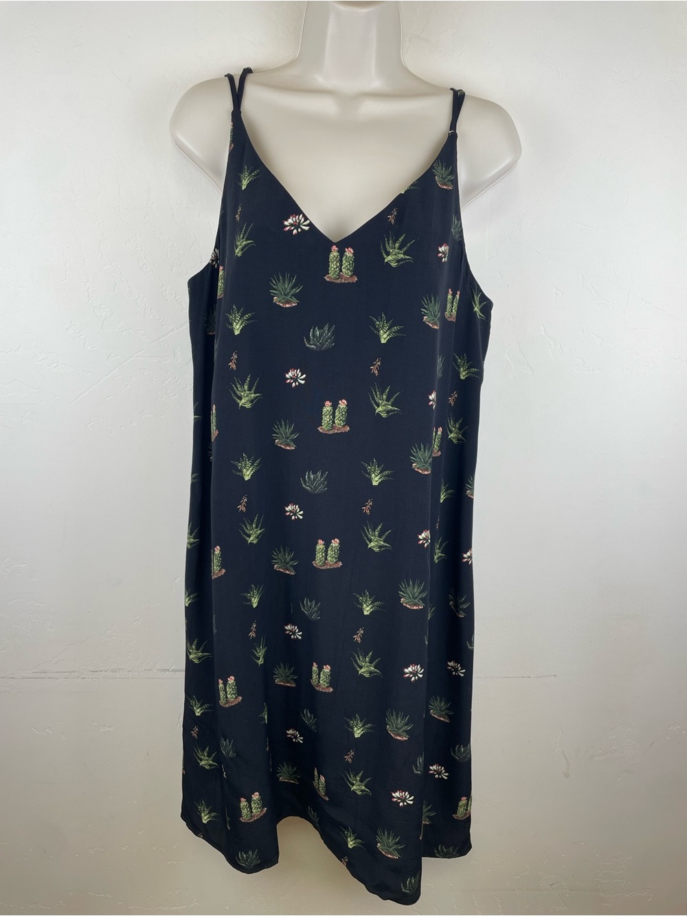 Topshop Maternity Black Slip Dress with Green Cactus Print